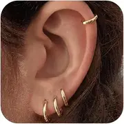 [ZAULER] 14K Gold Plated Hoop Earrings for Women - Dainty Small Diamond Cartilage Hoops, Lightweight Cubic Zirconia Dangle Stud Earrings, Trendy CZ Gold Hoops Jewelry Gift Set