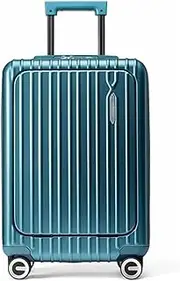 [sdneNest] Luggage Wheeled Rechargeable Carry-On Dual Zippered Compartments Combination Lock Luggage (Green)