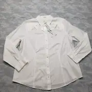 Chicos Top Womens 1 White Long Sleeve Button Up Cut Out Shirt