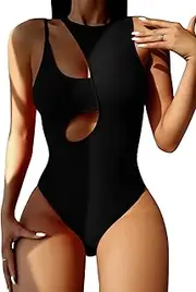 [Hilinker] Women's Cutout Swimsuit High Waisted Monikini One Piece Bathing Suit