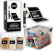 200 Chalkboard Labels for Jars, Containers, Pantry, Storage Bins, Glass Bottles - Removable Chalk Stickers for Organizing