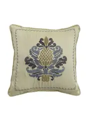 Croscill NADIA Gold/Light Grey Decorative Pineapple Embroidery Pillow 16x16 NWT