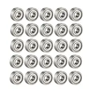 25Pcs 608 ZZ , 608Zz Metal Double Shielded Miniature Deep Groove Skateboard (8mm x 22mm x 7mm) silver