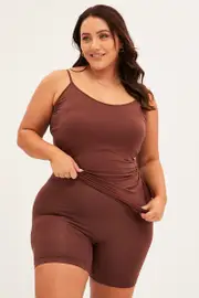Brown Seamless Singlet Top