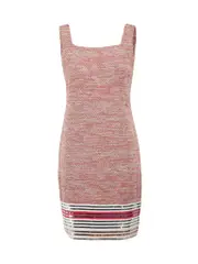 Sleeveless Sequin Accent Tweed Dress