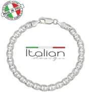 Italian Solid Mariner Anklet 925 Sterling Silver 5.5mm Chain Diamond Cut New 9.0