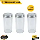 3Pcs Canning Jars 1000ml Mason Jar Empty Glass Spice Preserve Bottles Storage AU