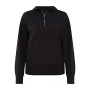 Avia Women's Fleece-Lined Quarter-Zip Pullover Black Small