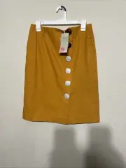 NWT Boden Women Linen Blend Button Up Belt Loop Skirt Size US 8R Orange B290 -15