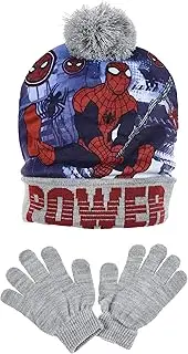 Kids Boys Marvel Spider-Man Bobble Hat and Gloves Set (7-10 Years, Light Grey)