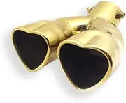 Exhaust Tail Pipe 60-63mm Stainless Steel Rainbow Double Hearts Shape Exhaust Pipe Muffler For Universal Car Tailpipe Muffler Tip AutoAccessories Exhaust Tip(Lavender)