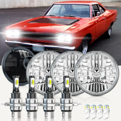 4pcs 5.75" 5-3/4" LED Headlights Hi/Lo Beam For Plymouth Road Runner 1968-1974 (for: Chrysler)