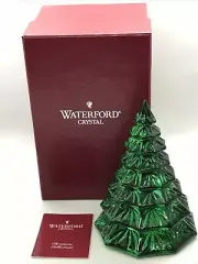 Waterford Crystal Green Christmas Tree Sculpture 6.5"H Made in Germany NEW w Box