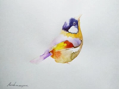 Colorful Bird, Birds, Watercolor artwork, Handmade, Original painting on paper