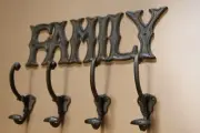 Farmhouse Family Home Cast Iron Coat Hooks Wall Decor Set, Family With Hooks - 5
