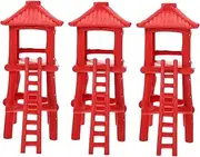NUOBESTY Country Model Set 3pcs Observation Tower Toy Plastic Table Decor for Boys and Girls Mini Landscape Building