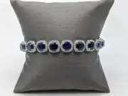 12.40Ct Round Cut Simulated Sapphire Pretty Bracelet 925 Silver White GoldPlated