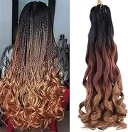 24 Inch French Curly Braiding Hair 6pack Loose Wavy Spiral Curl French Crochet Braid Hair Synthetic Pre Stretched Bouncy Braid Hair Extensions (C14)