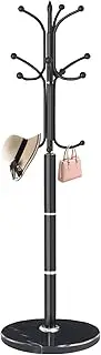 Snaikor Metal Coat Rack Freestanding, Sturdy Coat Rack Stand with Natural Marble Base, Modern Black Coat Racks Tree Hats Hanger Holder Stand for Entryway, Hallway, Office(12 Hooks)