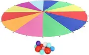 [Generic] Rainbow Parachute Rainbow Umbrella Kids Sensory Training Team Game Activity Hand Eye Coordination 79 in Dia Outdoor Game