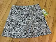 NEW Anthony's Resort Wear Neutral Print Pull-On Skirt Skort Size M, Black/White