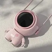 Handheld Mini Portable Neck Fan, USB Rechargeable Cute Astronauts Design, 3 Speeds Adjustable, Quiet With Strong Airflow for Desk Travel Office (Mini-Pink)