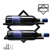 Metal Wall Mounted Wine Holder Upgrade Foldable Hanging Wall Wine Rack Organi...