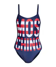Moschino One Piece Logo-Print Swimsuit 1,2 navy blue