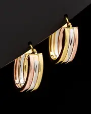 14K Tri-Tone Italian Gold Triple Oval Hoops