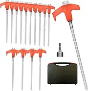 Screw in Tent Pegs, 8" Screw in Tent Stakes, Heavy Duty Tent Pegs, Awning Pegs, Camping Pegs, Tent Pegs, Storm Pegs for Tents, Gazebos & Awnings, 15 Pack