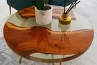21" transparent Resin Table – Round Balcony Accent table coffee table side table