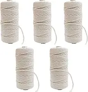 Macrame Cord ValueHall 5 Rolls 3mm 109 Yards Natural Cotton Macrame Rope 4-Strand Cotton Rope Soft Undyed Cotton Rope for Handmade Wall Hanging DIY Craft Making Plant Hanger and Home Decoration V1E05