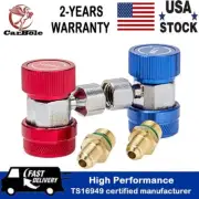 2 Quick Coupler Connector Adapter FREON High/Low Side Manifold AC Gauge Auto Set
