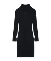 Courrèges Engineered Light Rib Mockneck Mini Dress S,XS,L,M Black