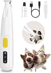 FURBONA Upgraded Dog Paw Trimmer with LED Light, 18 mm Widen Blade, 35 dB Low Noise, LED Display, Fully Waterproof, Rechargeable Clipper for Dogs Cats Trimming Paws, Eyes, Ears, Face, and Rump (White)