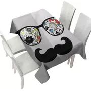 Funny Crazy Drawings on Cool Glasses Tablecloth