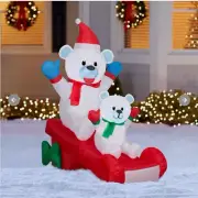 Gemmy 4.5' Airblown Christmas Polar Bears Sledding Scene Inflatable Yard Decor