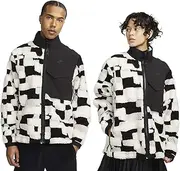 [Nike] Unisex Tech Pack Engineered Fleece Full Zip Jacket, White/Black, Large, Black/White, Large