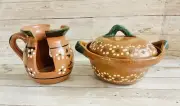 Servilletero y Cazuelita Mexicano de Barro Mexican Napkin Holder & Casserole