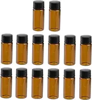 Healeved 15Pcs Brown Glass Sample Bottles with Screw Caps Leak Reagent Containers for Travel Business and Laboratory Use