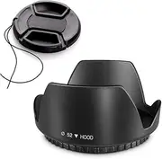 52mm Tulip Flower Lens Hood & Lens Cap Compatible for EOS RP kit RF 35mm f/1.8, for Nikon AF-S 18-55mm 50mm f/1.8D, 35mm f/1.8G Lens (1+1Pack)