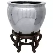 16" Pure Silver Porcelain Fishbowl