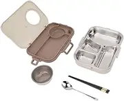 304 Stainless Steel Lunch Box, Metal Lunch Box Snack Container with Lid, Container with Spoon & Fork, for Meal Prep Camping, for Adults Men Women (4 Compartment 1200ml)