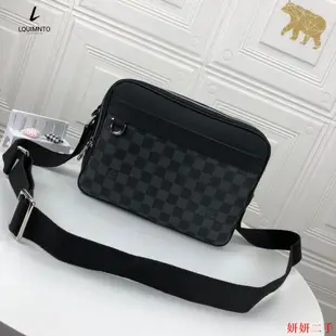 妍妍二手新品岢-LV 路易威登Louis Vuitton包包 男用黑色棋盤格公文包 MICK小號手袋 斜背單肩包 男