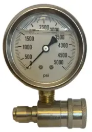 Stainless/S Pressure Washer 3/8 QC/NPT Liquid Filled 0-5000 PSI Testing Gauge