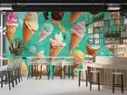 3D Ice Cream Chocolate Spread Self-adhesive Removeable Wallpaper Wall Mural 2625