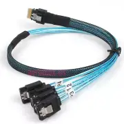 Mini SAS SFF-8654 38Pin to 4 SATA 7PIN HD Splitter Breakout Cable Connector 0.5M