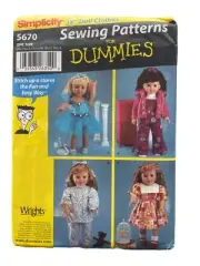 Simplicity 5670 18” Doll Clothes Sewing Pattern - Uncut