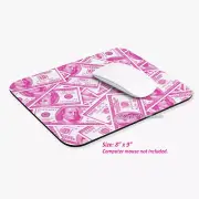 PINK Rectangle MOUSE PAD 8" x 9" High-Density Foam Money Pattern Hundred Dollar
