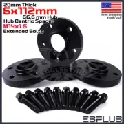 [4] 20mm Thick Audi 5x112mm CB 66.6 Wheel Spacer Kit 14x1.5 Ext Bolts Included (for: Audi)